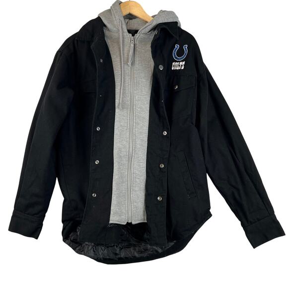 Indianapolis Colts‎ Jacket Mens Large DB Workwear Utility Black Parka Hooded L - Picture 2 of 13